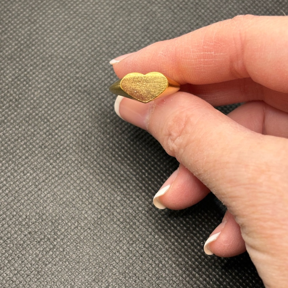 Gold Tone Brushed Heart Ring Size 7